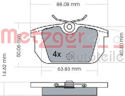 Metzger 1170487 - Bremžu uzliku kompl., Disku bremzes www.autospares.lv