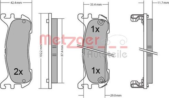 Metzger 1170431 - Bremžu uzliku kompl., Disku bremzes autospares.lv