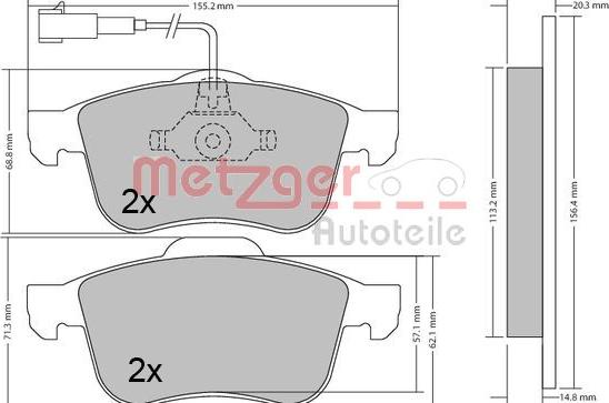 Metzger 1170424 - Тормозные колодки, дисковые, комплект www.autospares.lv