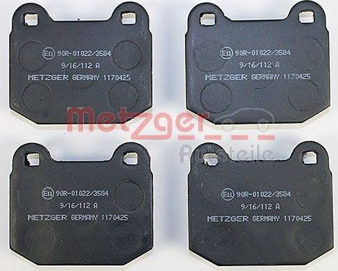 Metzger 1170425 - Brake Pad Set, disc brake www.autospares.lv