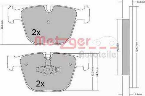 Metzger 1170421 - Bremžu uzliku kompl., Disku bremzes www.autospares.lv