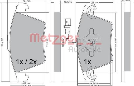 Metzger 1170422 - Тормозные колодки, дисковые, комплект www.autospares.lv