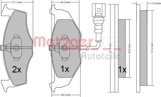 Metzger 1170479 - Тормозные колодки, дисковые, комплект www.autospares.lv