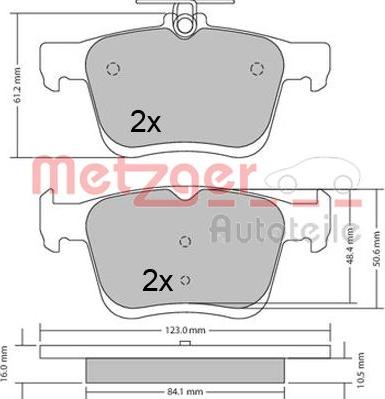 Metzger 1170470 - Тормозные колодки, дисковые, комплект www.autospares.lv