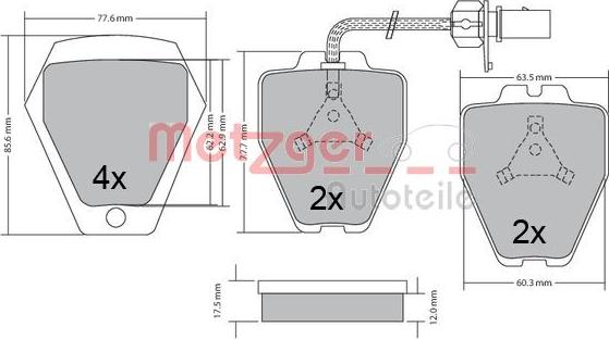 Metzger 1170478 - Bremžu uzliku kompl., Disku bremzes www.autospares.lv