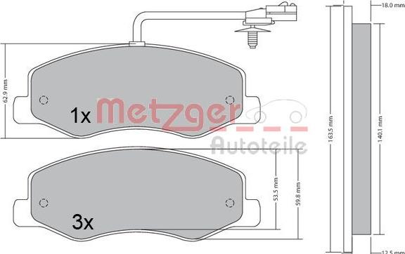 Metzger 1170595 - Bremžu uzliku kompl., Disku bremzes www.autospares.lv