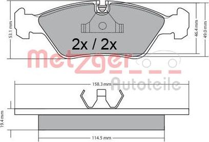 Metzger 1170597 - Тормозные колодки, дисковые, комплект www.autospares.lv