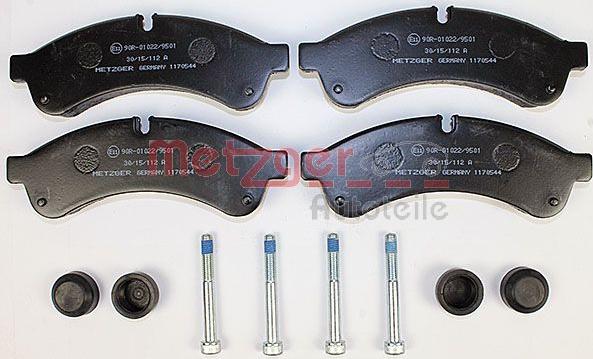 Metzger 1170544 - Тормозные колодки, дисковые, комплект www.autospares.lv