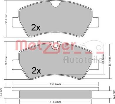 Metzger 1170545 - Bremžu uzliku kompl., Disku bremzes autospares.lv