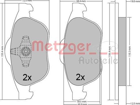 Metzger 1170556 - Bremžu uzliku kompl., Disku bremzes www.autospares.lv