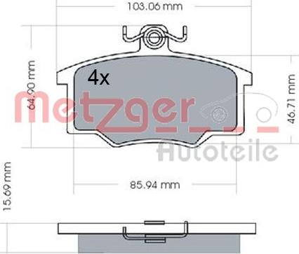 Metzger 1170566 - Bremžu uzliku kompl., Disku bremzes www.autospares.lv