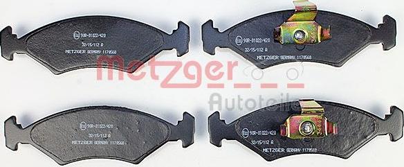 Metzger 1170568 - Bremžu uzliku kompl., Disku bremzes www.autospares.lv