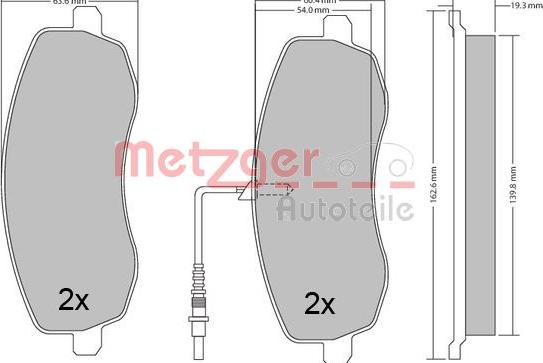 Metzger 1170563 - Bremžu uzliku kompl., Disku bremzes www.autospares.lv