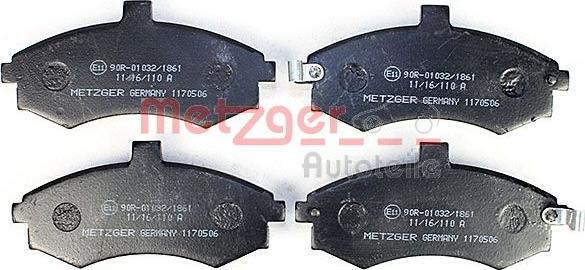 Metzger 1170506 - Bremžu uzliku kompl., Disku bremzes www.autospares.lv