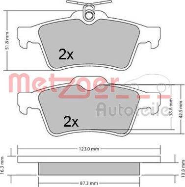 Metzger 1170503 - Тормозные колодки, дисковые, комплект www.autospares.lv