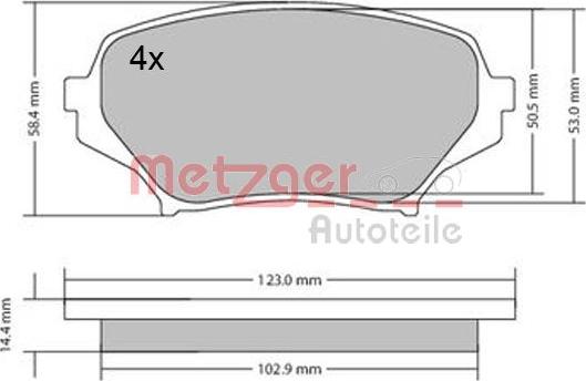 Metzger 1170589 - Bremžu uzliku kompl., Disku bremzes www.autospares.lv