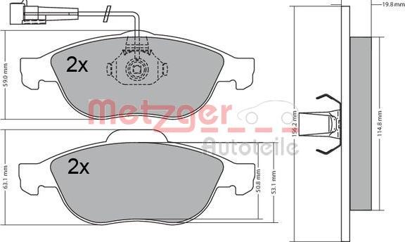 Metzger 1170582 - Brake Pad Set, disc brake www.autospares.lv