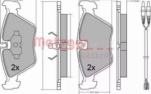 Metzger 1170644 - Тормозные колодки, дисковые, комплект www.autospares.lv