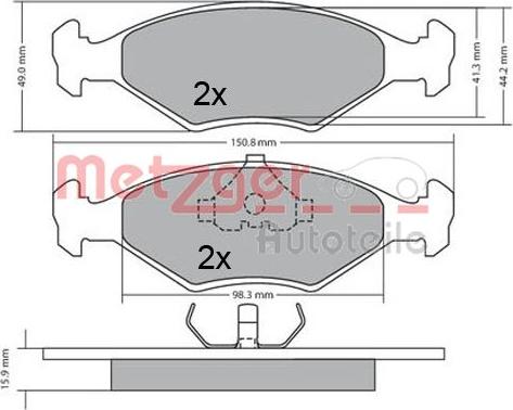 Metzger 1170645 - Bremžu uzliku kompl., Disku bremzes www.autospares.lv