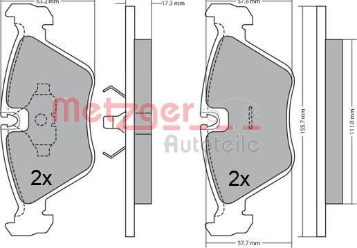 Metzger 1170643 - Bremžu uzliku kompl., Disku bremzes www.autospares.lv