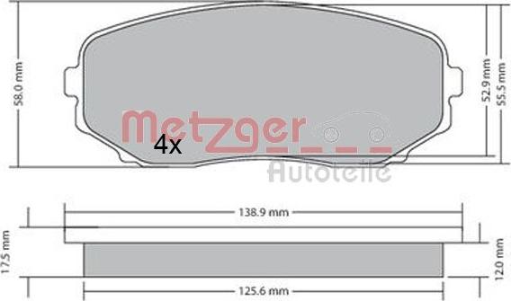 Metzger 1170654 - Brake Pad Set, disc brake www.autospares.lv