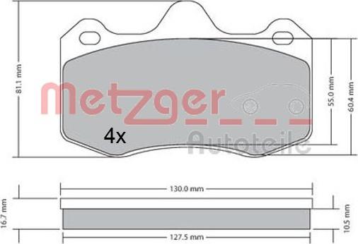 Metzger 1170656 - Bremžu uzliku kompl., Disku bremzes www.autospares.lv