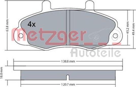 Metzger 1170604 - Bremžu uzliku kompl., Disku bremzes www.autospares.lv