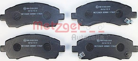 Metzger 1170607 - Brake Pad Set, disc brake www.autospares.lv