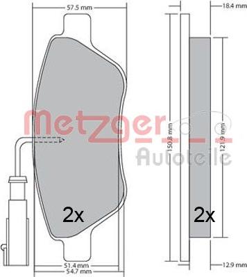 Metzger 1170615 - Bremžu uzliku kompl., Disku bremzes www.autospares.lv