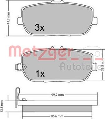 Metzger 1170617 - Bremžu uzliku kompl., Disku bremzes www.autospares.lv