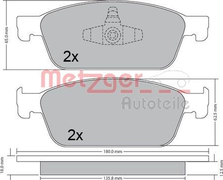 Metzger 1170689 - Тормозные колодки, дисковые, комплект www.autospares.lv