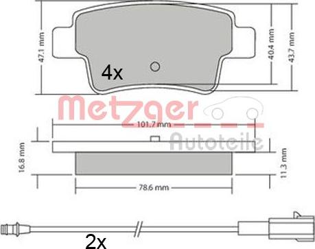 Metzger 1170685 - Тормозные колодки, дисковые, комплект www.autospares.lv