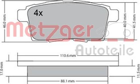 Metzger 1170686 - Bremžu uzliku kompl., Disku bremzes www.autospares.lv