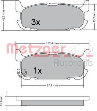 Metzger 1170681 - Bremžu uzliku kompl., Disku bremzes www.autospares.lv