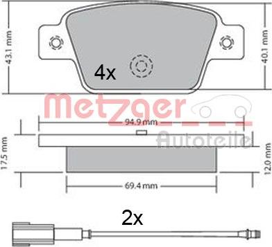 Metzger 1170682 - Bremžu uzliku kompl., Disku bremzes autospares.lv