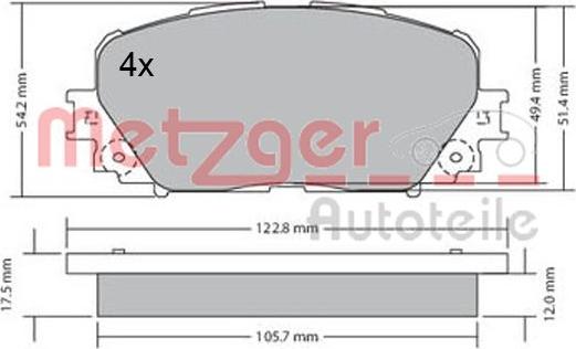 Metzger 1170639 - Brake Pad Set, disc brake www.autospares.lv