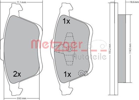 Metzger 1170635 - Bremžu uzliku kompl., Disku bremzes www.autospares.lv