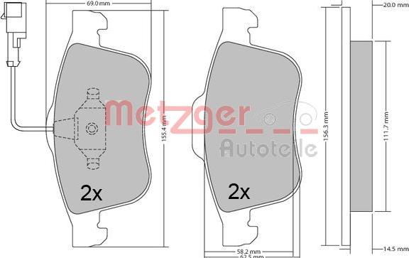 Metzger 1170636 - Bremžu uzliku kompl., Disku bremzes www.autospares.lv