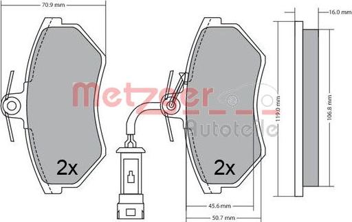 Metzger 1170623 - Bremžu uzliku kompl., Disku bremzes autospares.lv