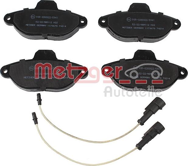 Metzger 1170678 - Тормозные колодки, дисковые, комплект www.autospares.lv