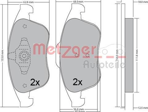 Metzger 1170672 - Bremžu uzliku kompl., Disku bremzes autospares.lv