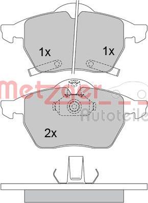 Metzger 1170098 - Тормозные колодки, дисковые, комплект www.autospares.lv