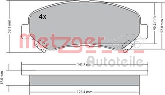 Metzger 1170093 - Bremžu uzliku kompl., Disku bremzes www.autospares.lv