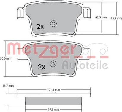 Metzger 1170092 - Brake Pad Set, disc brake www.autospares.lv