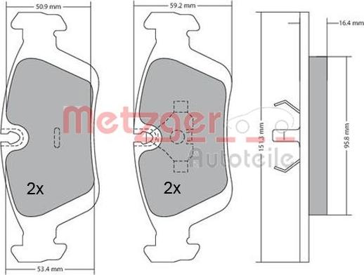 Metzger 1170043 - Тормозные колодки, дисковые, комплект www.autospares.lv