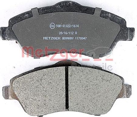 Metzger 1170047 - Brake Pad Set, disc brake www.autospares.lv