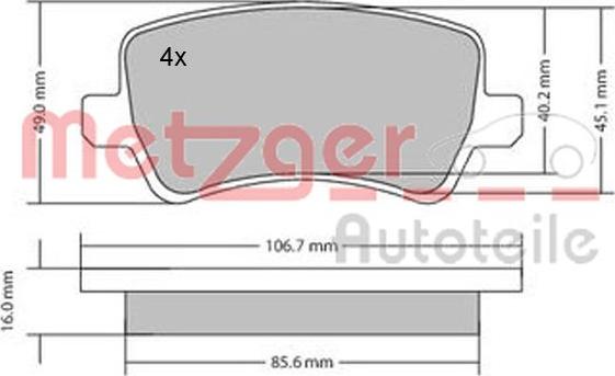 Metzger 1170056 - Тормозные колодки, дисковые, комплект www.autospares.lv