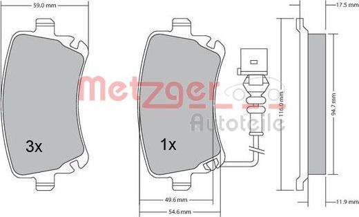 Metzger 1170051 - Brake Pad Set, disc brake www.autospares.lv