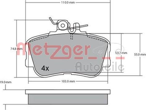 Metzger 1170069 - Bremžu uzliku kompl., Disku bremzes www.autospares.lv