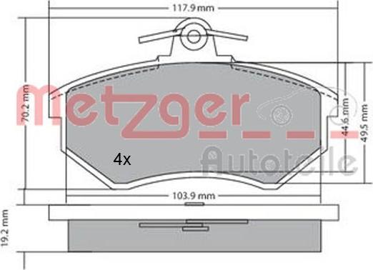 Metzger 1170066 - Тормозные колодки, дисковые, комплект www.autospares.lv